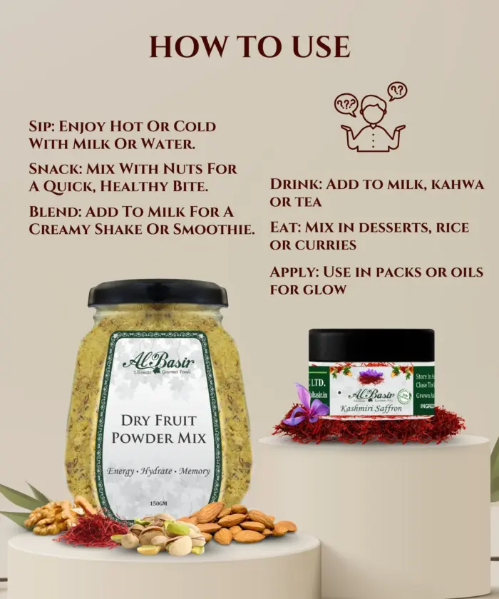 ALBASIR DRY FRUIT POWDER MIX + SAFFRON COMBO (3)