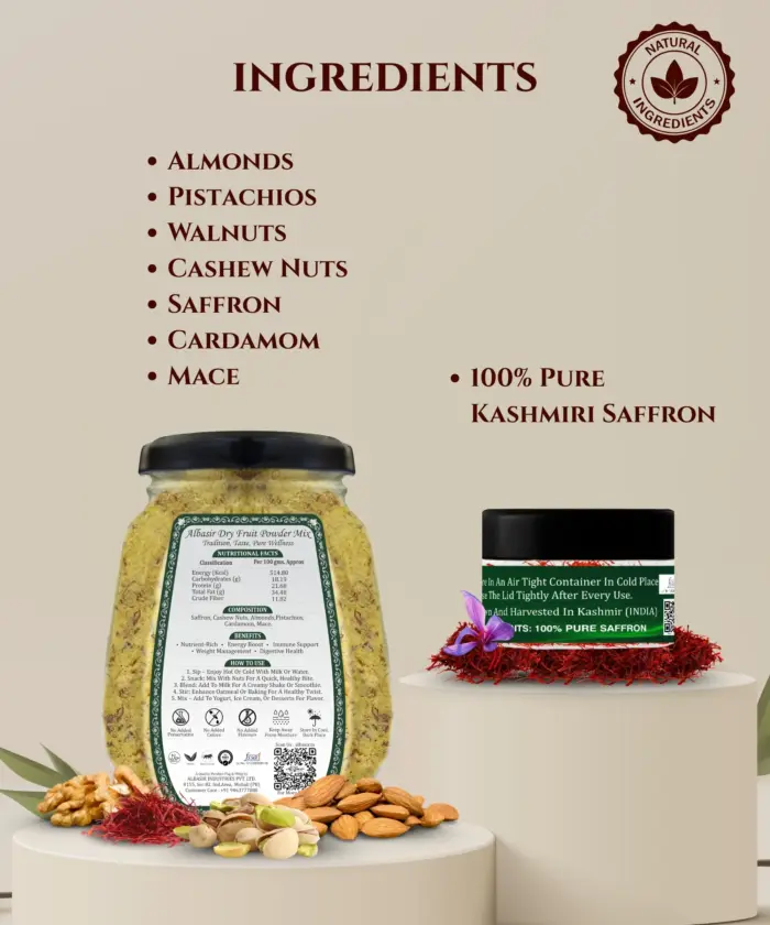 ALBASIR DRY FRUIT POWDER MIX + SAFFRON COMBO (4)