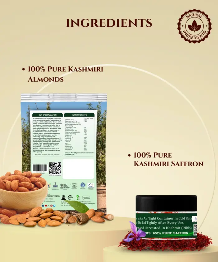 ALBASIR KASHMIRI ALMONDS + SAFFRON COMBO (4)
