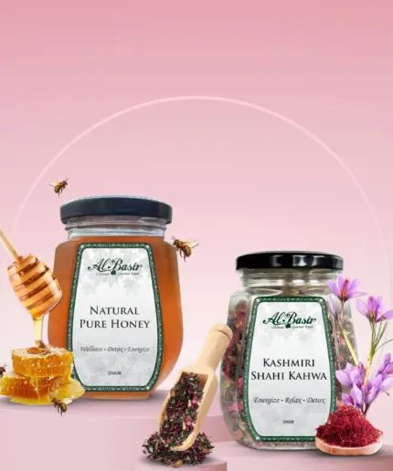 ALBASIR PURE HONEY + KASHMIRI SHAHI KAHWA COMBO (1)