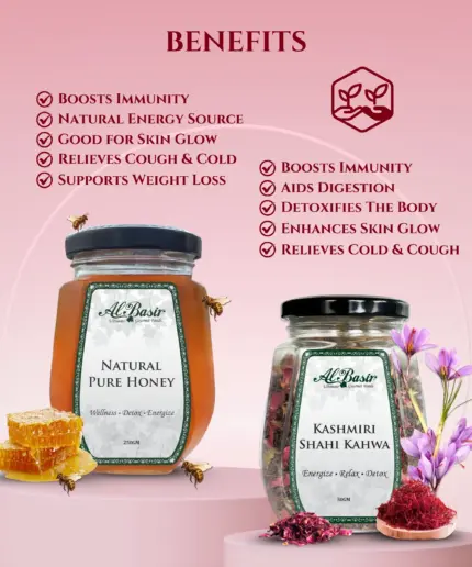 ALBASIR PURE HONEY + KASHMIRI SHAHI KAHWA COMBO (2)