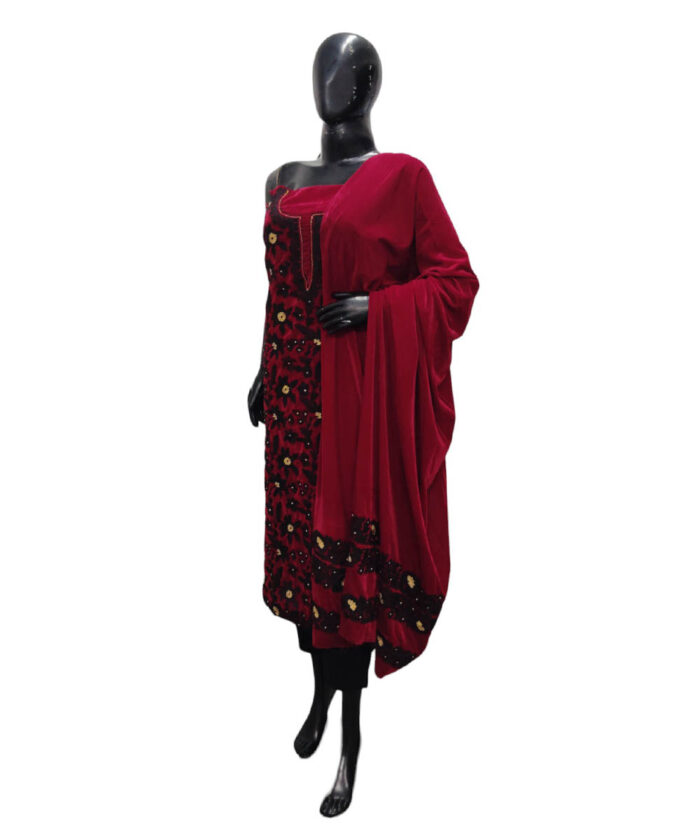 Suit Velvet Maroon - Image 3