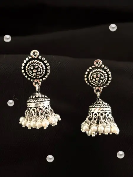 Oxidised Silver Jhumka