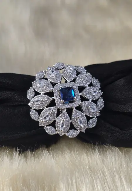Ring Floral Silver Blue