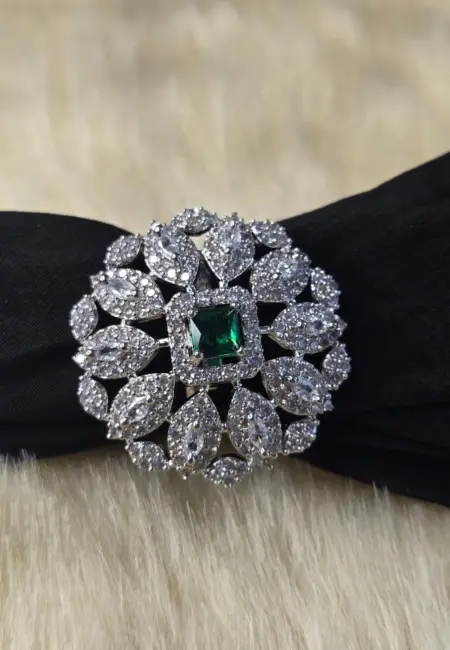 Ring Floral Silver Green
