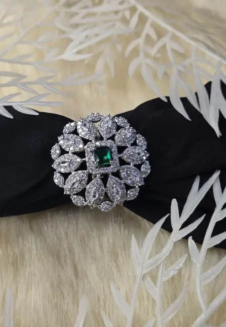 Ring Floral Silver Green