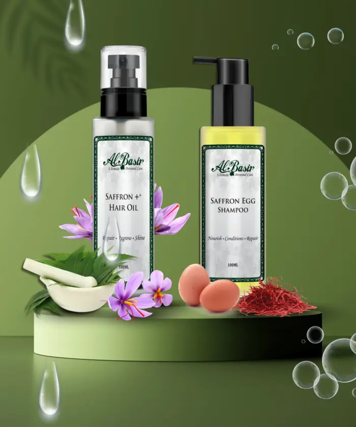 Saffron Hair Oil & Egg Shampoo Combo - Image 1