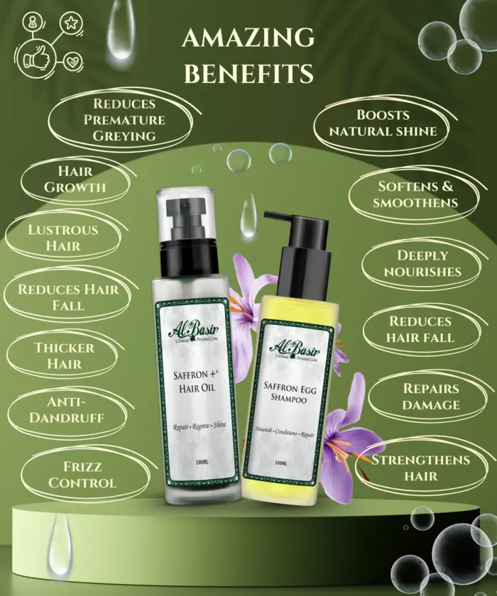 Saffron Hair Oil & Egg Shampoo Combo - Image 4