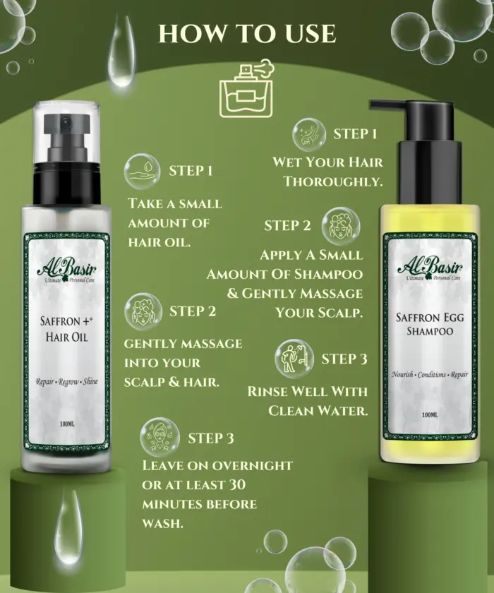Saffron Hair Oil & Egg Shampoo Combo - Image 2