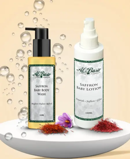 ALBASIR SAFFRON BABY BODY WASH + SAFFRON BABY LOTION COMBO (1)