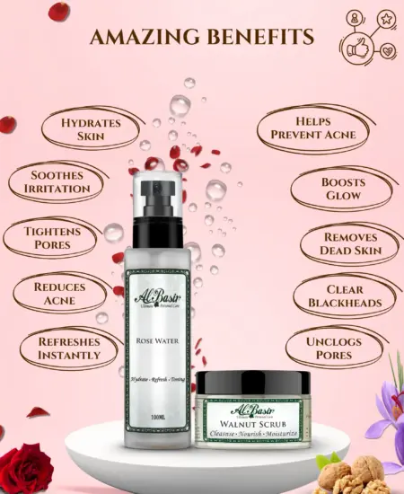 ALBASIR ROSE WATER + WALNUT SCRUB COMBO (2)