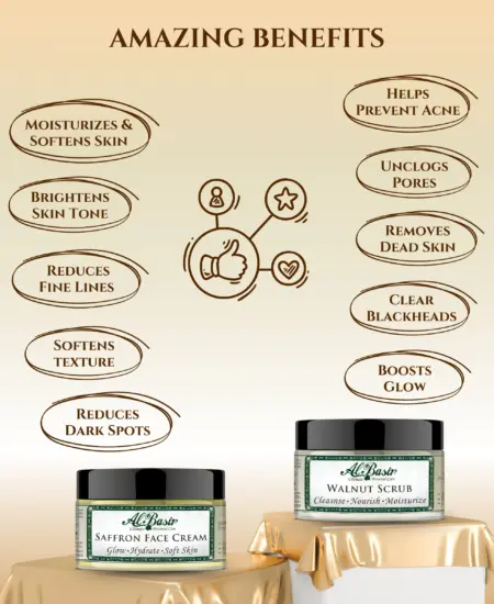 ALBASIR SAFFRON FACE CREAM + WALNUT SCRUB COMBO (2)