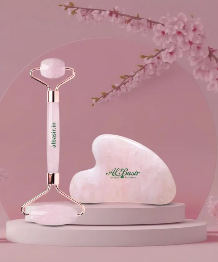 Rose Quartz Gua Sha & Roller - Image 1