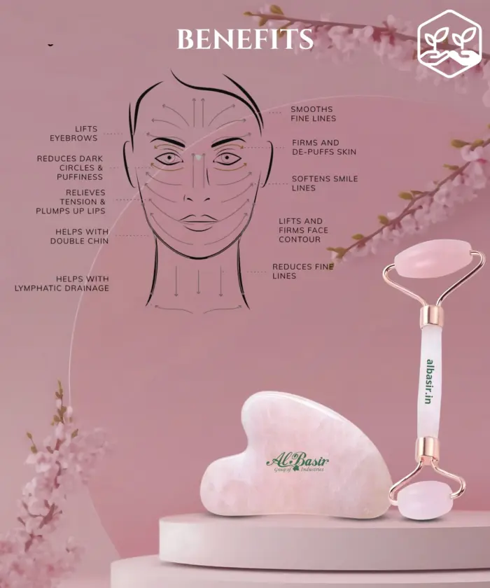 Rose Quartz Gua Sha & Roller - Image 2