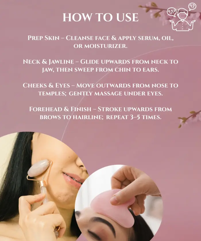 Rose Quartz Gua Sha & Roller - Image 3