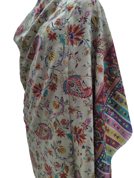 Kalamkari Shawl With AARI WORK IMAGES