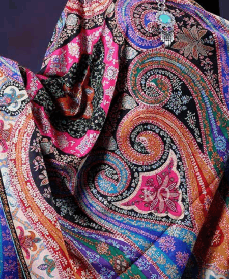 Kalamkari Shawl With Needle Work