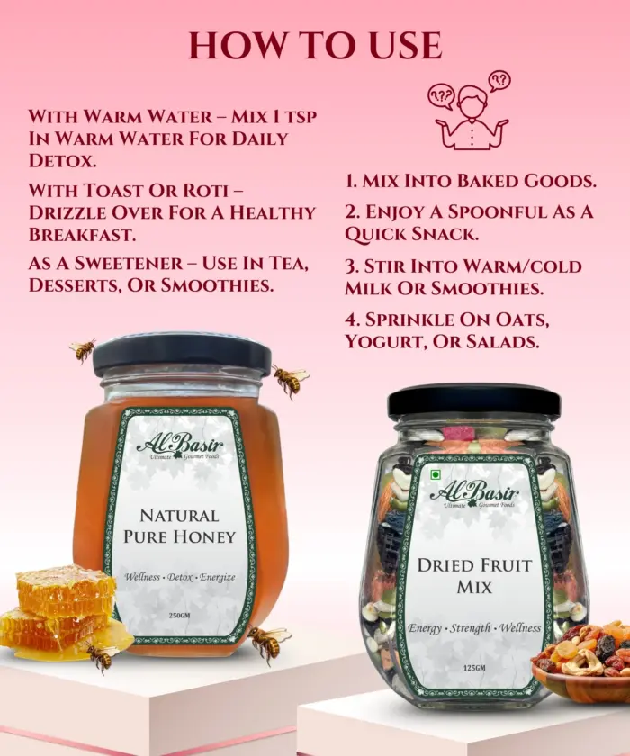 NATURAL PURE HONEY + DRIED FRUIT MIX